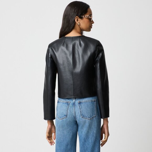 NWT J.Crew Factory Patch Pocket Faux-leather Lady Jacket - Picture 4 of 4